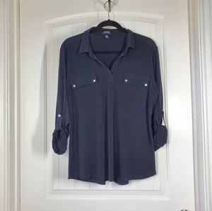 Jones New York black V neck top XL